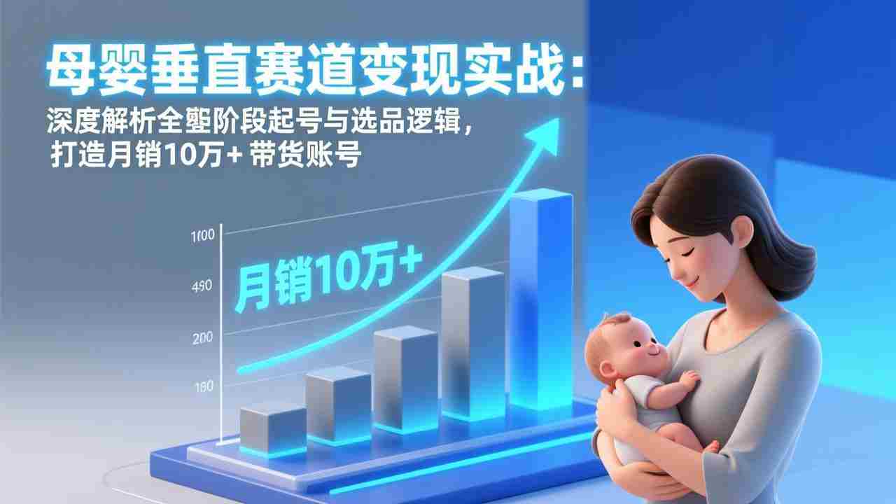 （17233期）母婴垂直赛道变现实战：深度解析三大阶段起号与选品逻辑，打造月销10万+带货账号-轻创网
