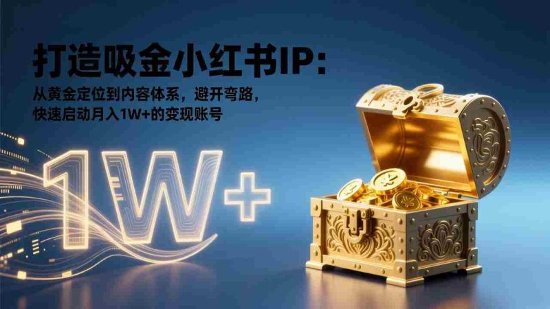 (17227期)打造吸金小红书IP:从黄金定位到内容体系,避开弯路,快速启动月入1W+的变现账号-轻创网