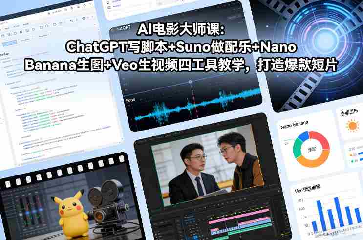 AI电影大师课：ChatGPT写脚本+Suno做配乐+Nano Banana生图+Veo生视频，打造爆款短片-轻创网