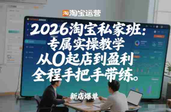 2026淘宝私家班：专属实操教学，从0起店到盈利，全程手把手带练-轻创网