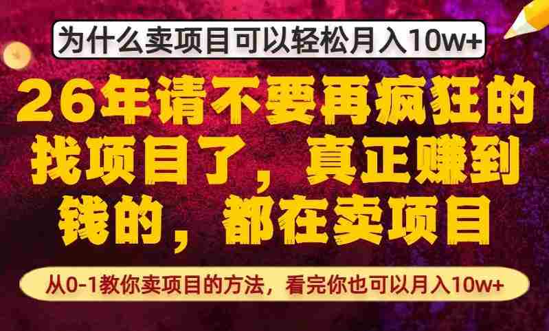 为什么真正賺到钱的都在卖项目，从0-1教你卖项目的方法，看完你也可以月入10w+【揭秘】-轻创网