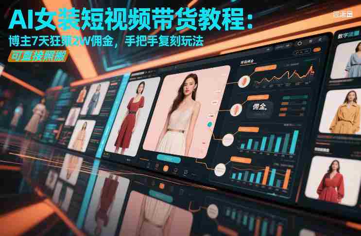 AI女装短视频带货教程：博主7天狂賺2W佣金，手把手复刻玩法，可直接照搬-轻创网