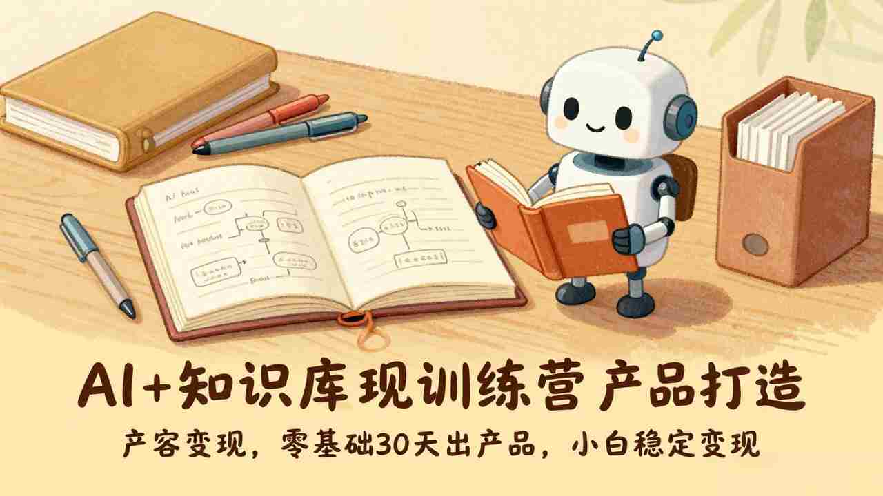 （17323期）AI+知识库变现训练营，产品打造、内容创作、全平台变现，零基础30天出产品，小白稳定变现-轻创网