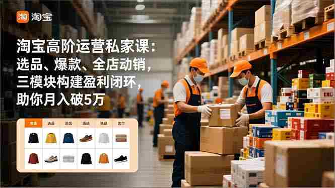 （16865期）淘宝高阶运营私家课：选品、爆款、全店动销，三模块构建盈利闭环，助你月入破5万-轻创网