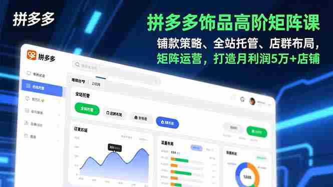 (16915期)拼多多饰品高阶矩阵课,铺款策略、全站托管、店群布局,矩阵运营,打造月利润5万+店铺-轻创网