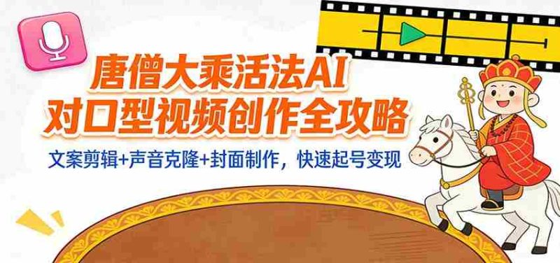 “大乘活法”AI对口型视频创作全攻略：文案剪辑+声音克隆+封面制作，快速起号变现-轻创网