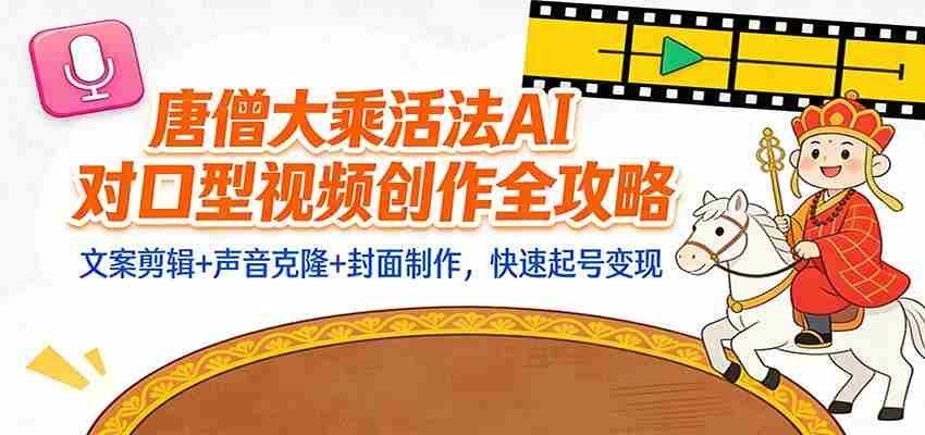 “大乘活法”AI对口型视频创作全攻略：文案剪辑+声音克隆+封面制作，快速起号变现-轻创网