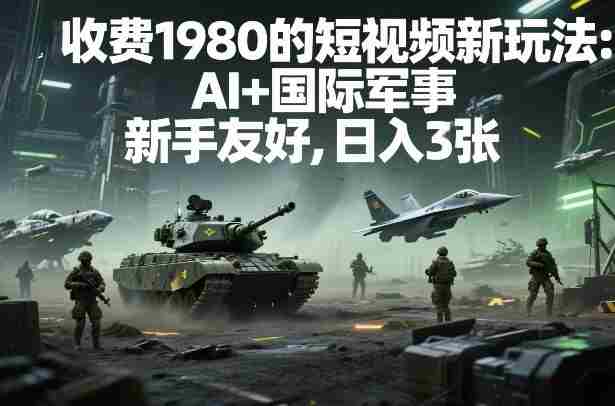 外面收费1980的短视频新玩法:AI+国际军事,新手友好,日入3张+【附详细教程】-轻创网