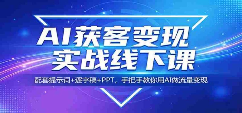 AI获客变现实战线下课：配套提示词+逐字稿+PPT，手把手教你用AI做流量变现-轻创网