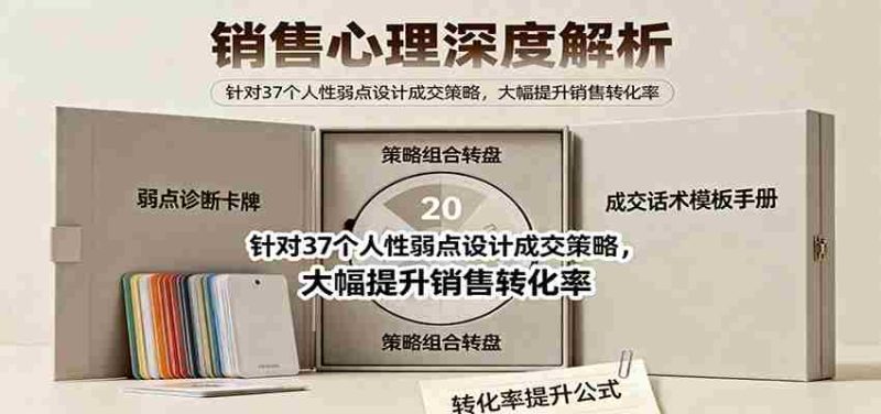 销售心理深度解析:针对37个人性弱点设计成交策略,大幅提升销售转化率!-轻创网