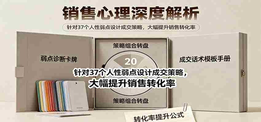 销售心理深度解析：针对37个人性弱点设计成交策略，大幅提升销售转化率！-轻创网