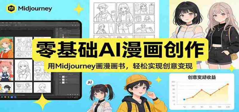零基础AI漫画创作：用Midjourney画漫画书，轻松实现创意变现-轻创网