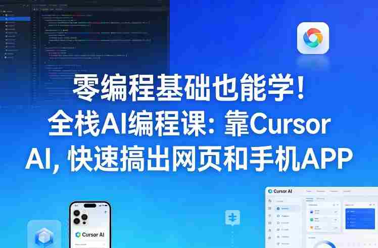 零编程基础也能学！全栈AI编程课：靠Cursor AI，快速搞出网页和手机APP-轻创网