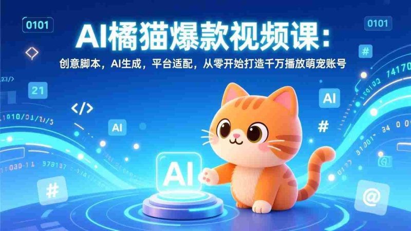 (17091期)AI橘猫爆款视频课:创意脚本,AI生成,平台适配,从零开始打造千万播放萌宠账号-轻创网
