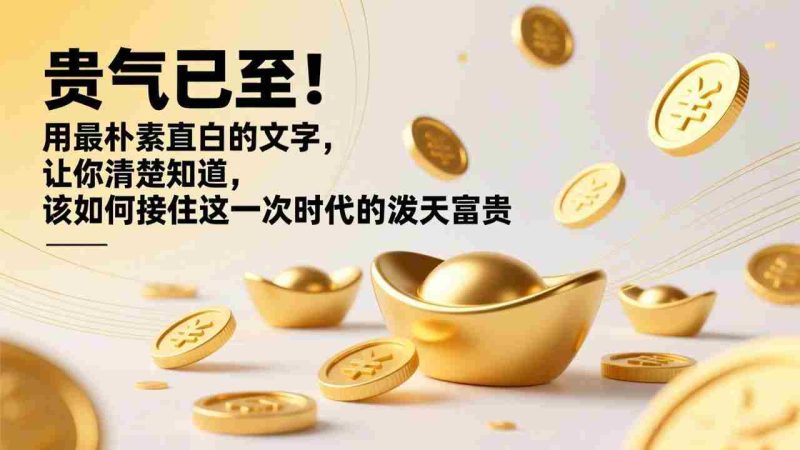 (17049期)付费文章:贵气已至!用最朴素直白的文字,让你清楚知道,该如何接住这一次时代的泼天富贵-轻创网