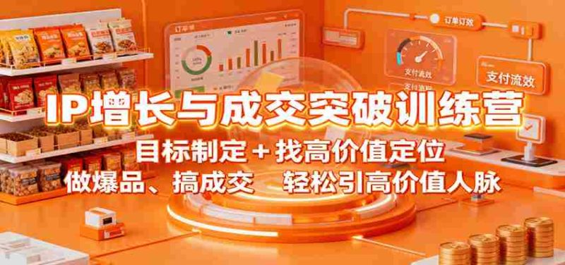 IP增长与成交突破训练营：目标制定+找高价值定位，做爆品、搞成交，轻松引高价值人脉-轻创网