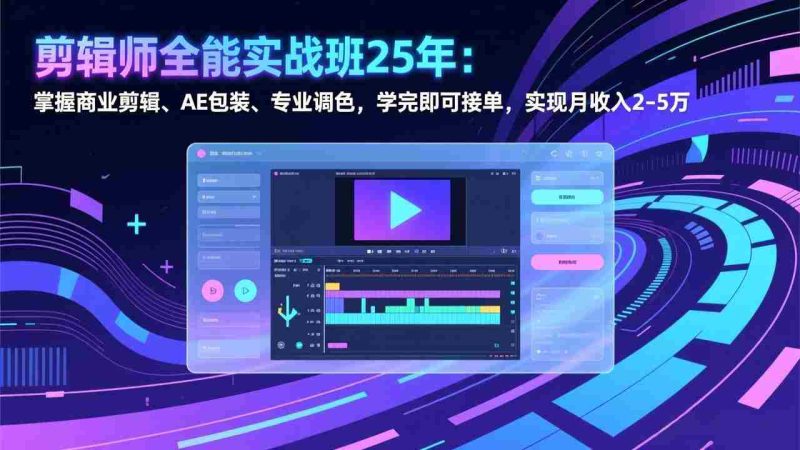 (17294期)剪辑师全能实战班25年:掌握商业剪辑、AE包装、专业调色,学完即可接单,实现月收入2-5万-轻创网