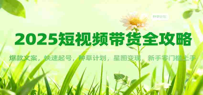 2025短视频带货全攻略：爆款文案，快速起号，种草计划，星图变现，新手零门槛上手-轻创网