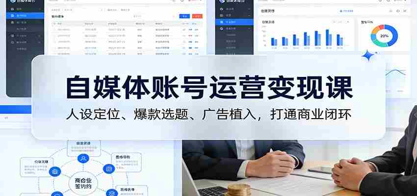 自媒体账号运营变现课：人设定位、爆款选题、广告植入，打通商业闭环-轻创网