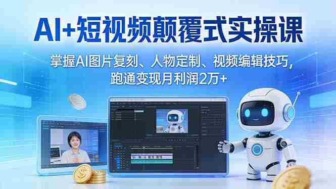 （17454期）AI+短视频颠覆式实操课：掌握AI图片复刻、人物定制、视频编辑技巧，跑通变现月利润2万+-轻创网