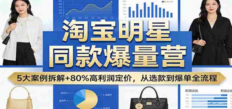 淘宝明星同款爆量营：5大案例拆解+80%高利润定价，从选款到爆单全流程-轻创网