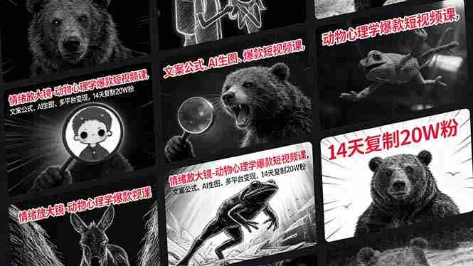 (17376期)情绪放大镜-动物心理学爆款短视频课,文案公式、AI生图、多平台变现,14天复制20W粉-轻创网