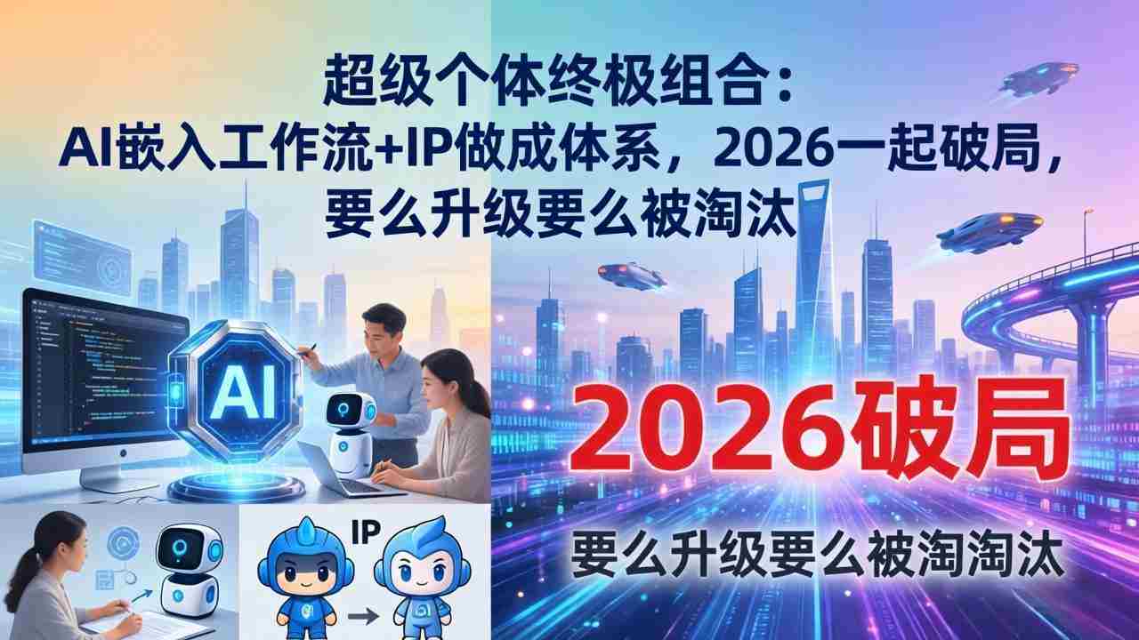 （17789期）超级个体终极组合：AI嵌入工作流+IP做成体系，2026一起破局，要么升级要么被淘汰-轻创网