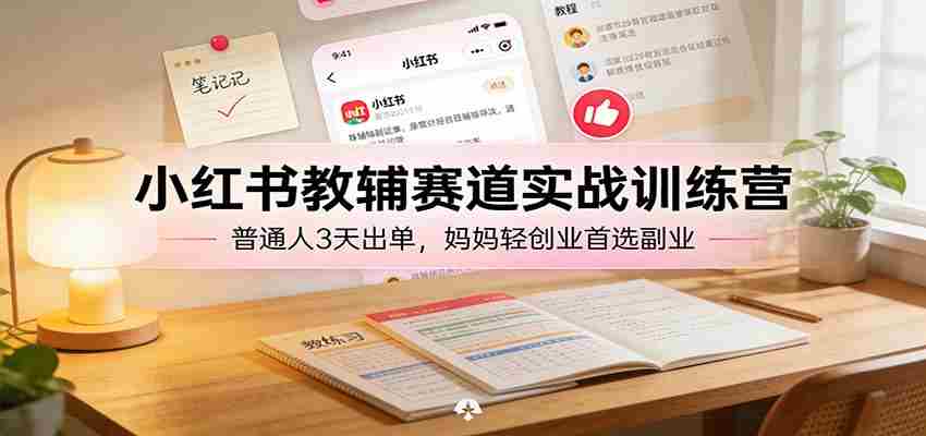 小红书教辅赛道实战训练营：普通人3天出单，宝妈轻创业首选副业-轻创网