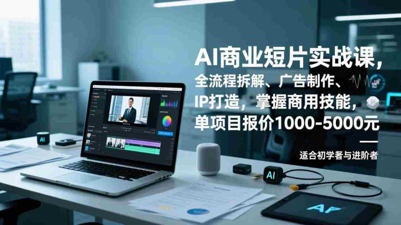 （17051期）AI商业短片实战课，全流程拆解、广告制作、IP打造，掌握商用技能，单项目报价1000-5000元-轻创网