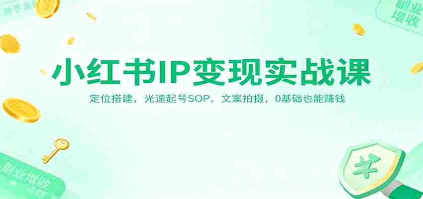 小红书IP变现实战课：定位搭建，光速起号SOP，文案拍摄，0基础也能赚钱-轻创网