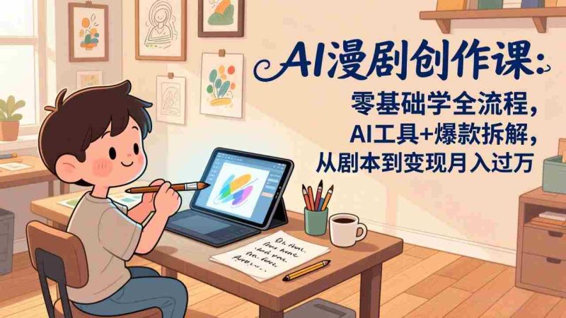 （17519期）AI漫剧创作课：零基础学全流程，AI工具+爆款拆解，从剧本到变现月入过万-轻创网