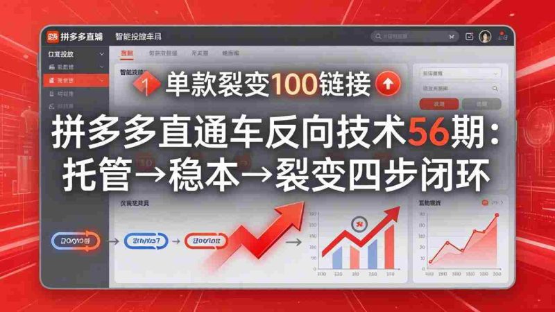 （17737期）拼多多直通车反向技术56期：托管→稳本→裂变四步闭环，单款裂变100链接抢占核心流量-轻创网