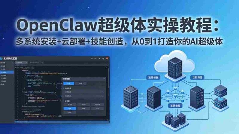 (17603期)OpenClaw-小龙虾 超级体实操教程:多系统安装+云部署+技能创造,从0到1打造你的AI超级体-轻创网