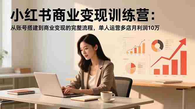 （16698期）小红书商业变现训练营：从账号搭建到商业变现的完整流程，单人运营多店月利润10万-轻创网