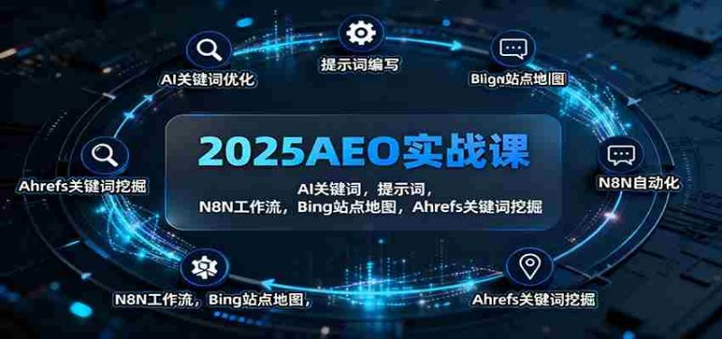 2025AEO实战课:AI关键词,提示词,N8N工作流,Bing站点地图,Ahrefs关键词挖掘-轻创网