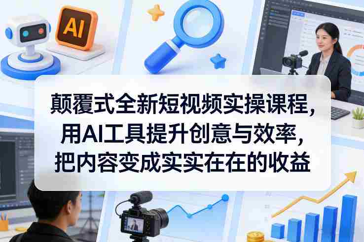颠覆式全新短视频实操课程,用AI工具提升创意与效率,把内容变成实实在在的收益-轻创网