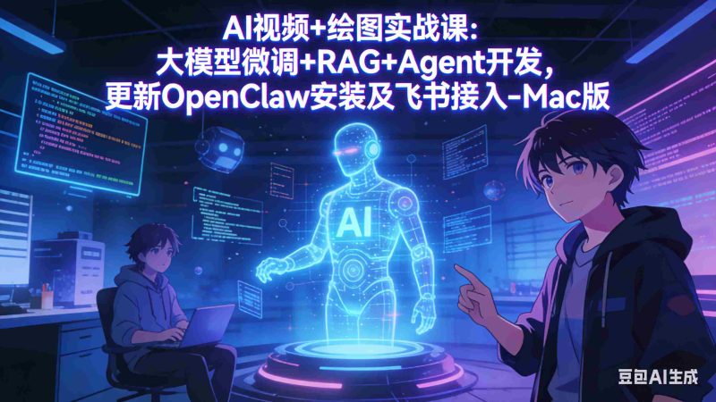 （17594期）AI视频+绘图实战课：大模型微调+RAG+Agent开发，更新OpenClaw安装及飞书接入-Mac版-轻创网
