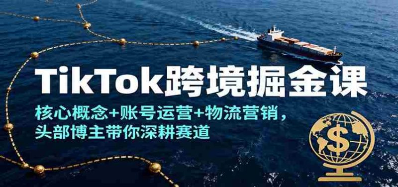 TikTok跨境掘金课,核心概念+账号运营+物流营销,头部博主带你深耕赛道-轻创网