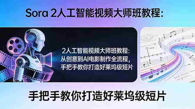 （17688期）Sora 2人工智能视频大师班教程：从创意到AI电影制作全流程，手把手教你打造好莱坞级短片-轻创网